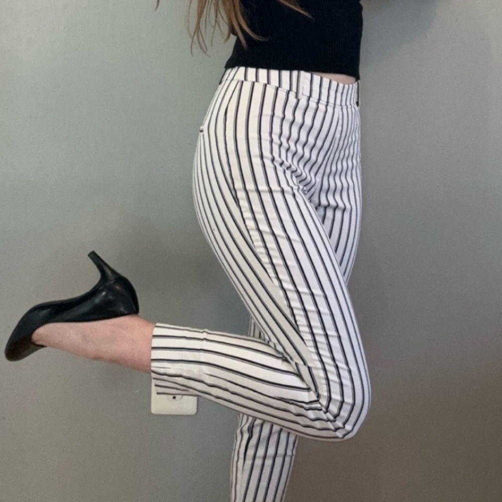 H&M Black & White Striped Pants Size 10